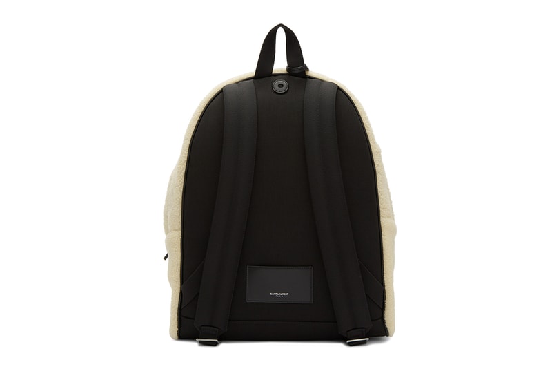 Saint Laurent Off-White Shearling City Backpack ssense release info available purchase accessories bags leather