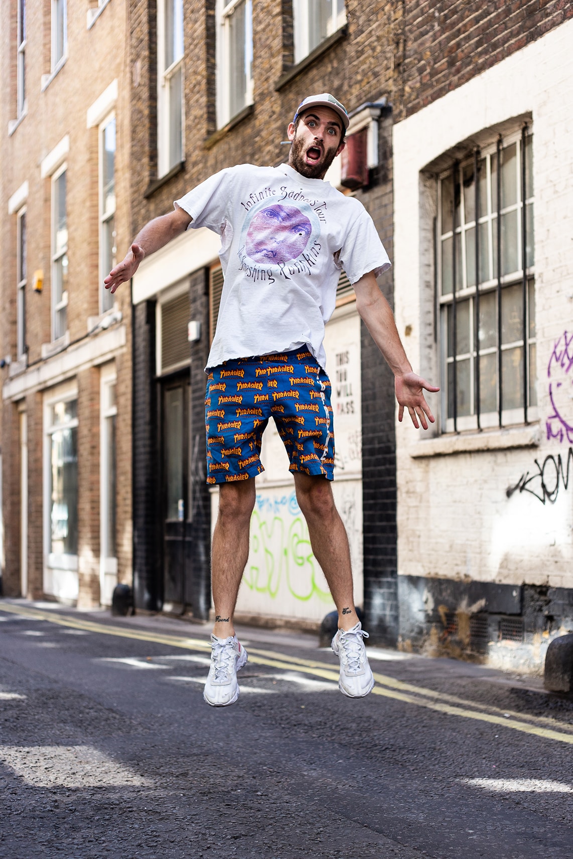 Sean Wotherspoon Nike Supreme London Street Style Streetsnaps Supreme x Thrasher Shorts Nike React Element 87 Air Max 1/97 Selfridges Farmers Market Guess