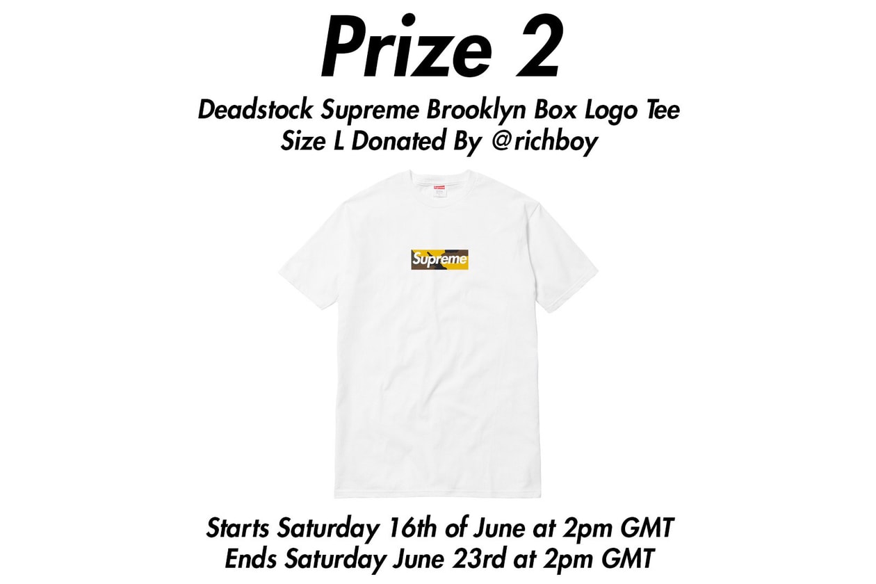 supreme leaks news red cross charity raffle sale auction brooklyn box logo north face by any means necessary jacket louis vuitton wallet peach hoodie