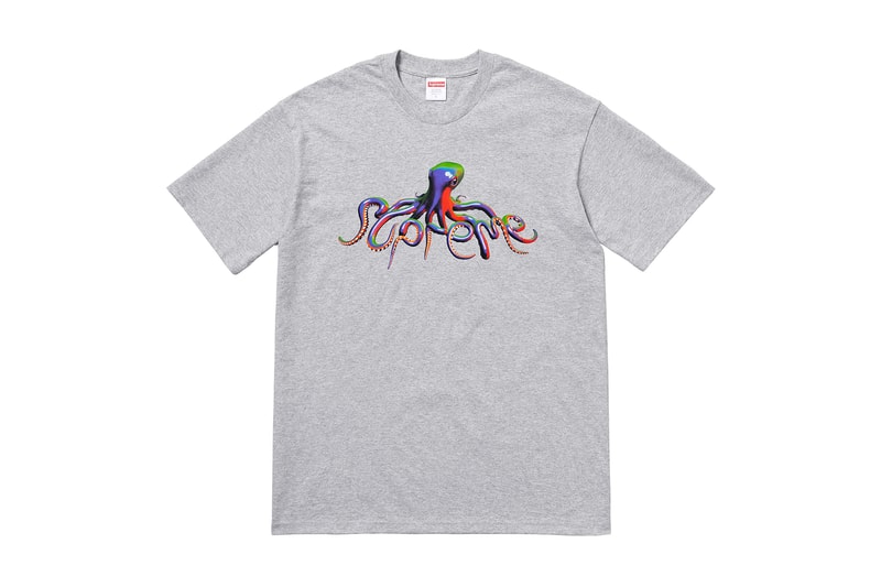 Supreme Summer 2018 T-Shirt Tee Grey Octopus
