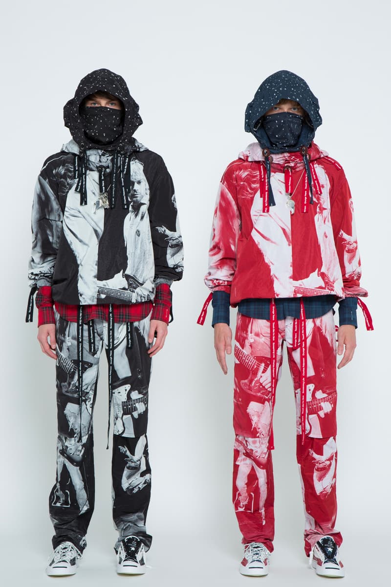 TAKAHIROMIYASHITA TheSoloist Spring summer 2019 Collection Paris Fashion Week summer slip on sneaker collaboration artwork photographs grunge Charles Peterson scarf cap hat jacket scarf grunge touch me im sick