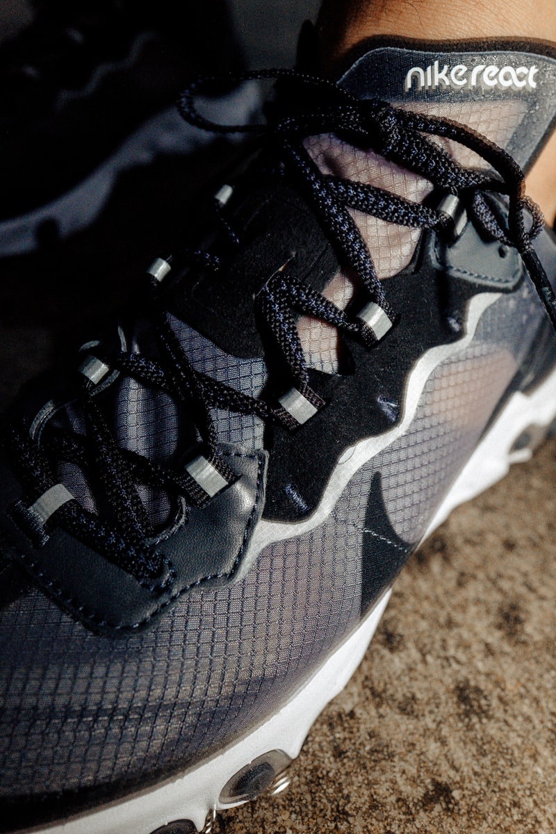 theNextdoor Nike React Element 87 Editorial Black Sail White