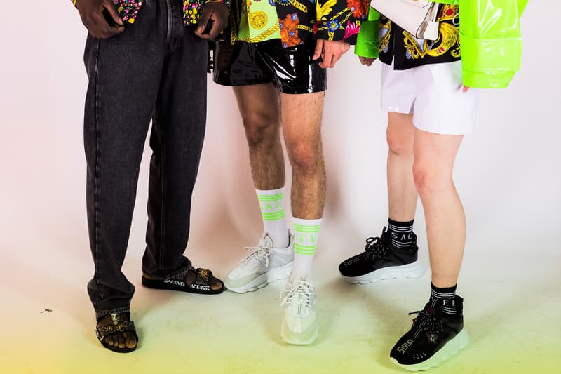 Versace Spring Summer 2019 Collection chain reaction sneakers footwear sandals Backstage menswear milan fashion week