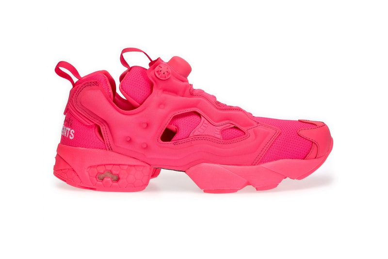 Vetements reebok fluro instapump fury sneaker collaboration drop release date info neon pink green colorway dover street market london june 26 2018 launch debut 610 euro 710 usd retail