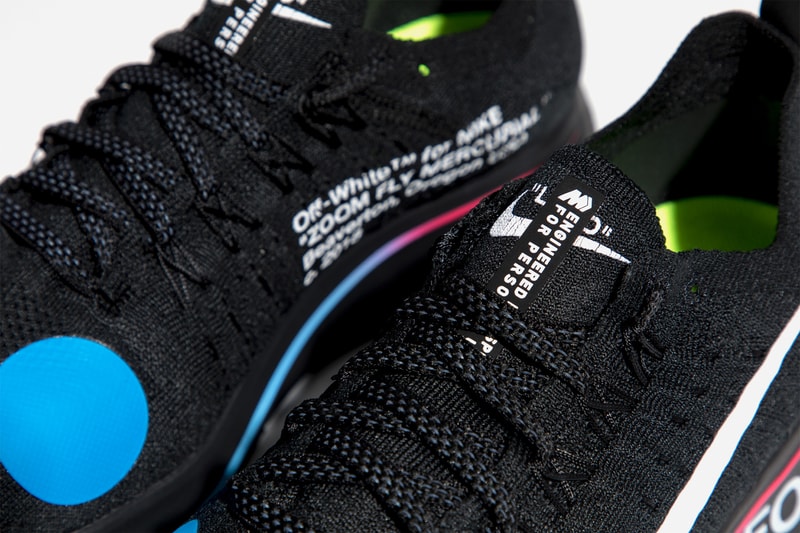 Virgil Abloh x Nike Zoom Fly Mercurial Flyknit Black Tongue Close-Up