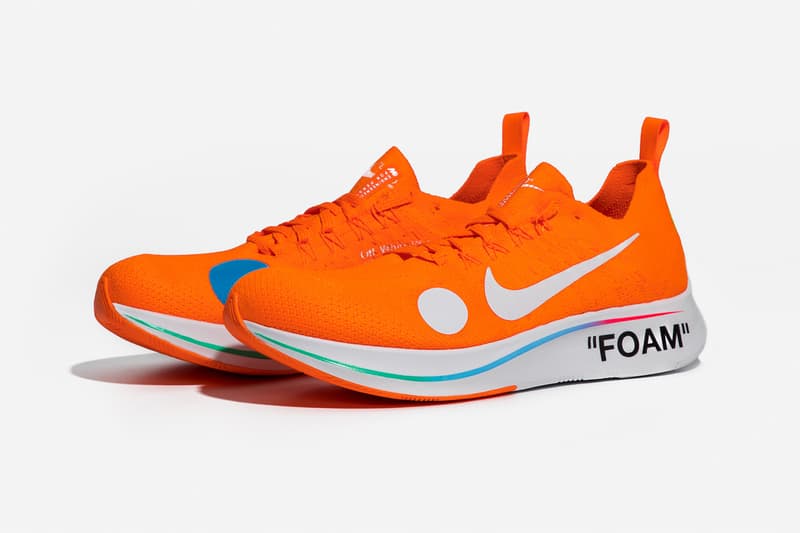 Virgil Abloh x Nike Zoom Fly Mercurial Flyknit Orange Lateral Angle