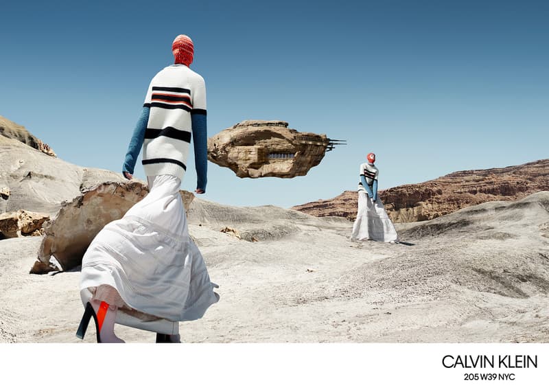 calvin klein 205W39NYC campaign imagery fall winter 2018 willy vanderperre raf simons knitwear sweaters skirts desert advertisement Lloyd & Co. Lulu Tenney Julia Nobis Freja Beha Liya Kebede Erin OʻConnor Fernando Albaladejo Luca Lemaire Olivier Rizzo