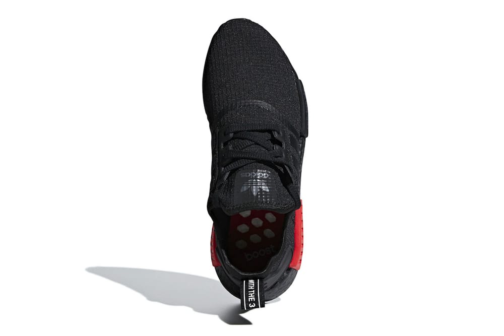 nmd r1 black red sole