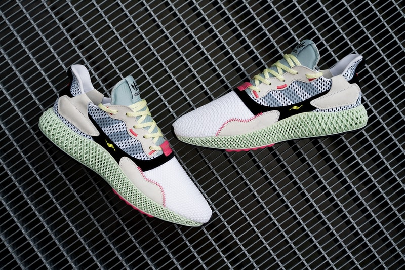 adidas zx 4000 4d sample randy galang futurecraft fall winter 2018 black tan beige white mesh woven cream B42203 FTWR WHT GREY TWO LINEN GREEN pair side torsion