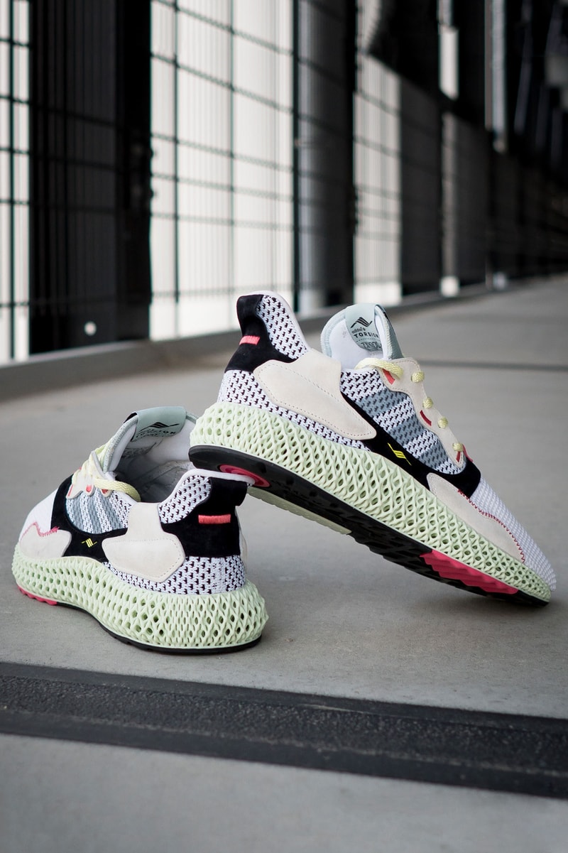 adidas zx 4000 4d sample randy galang futurecraft fall winter 2018 black tan beige white mesh woven cream B42203 FTWR WHT GREY TWO LINEN GREEN back rear heel torsion