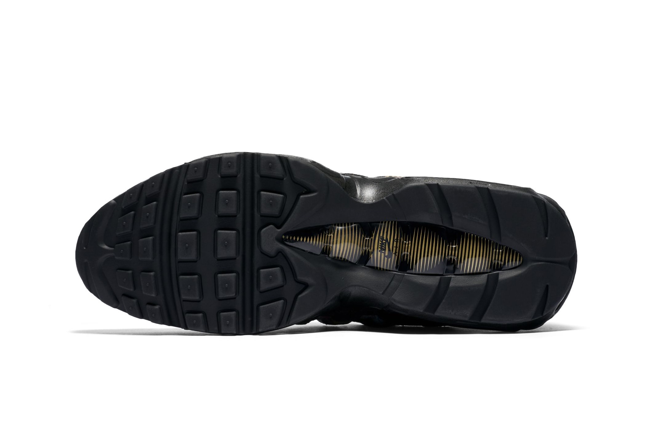 Nike Air Max 95 "Metallic Gold/Cobalt Blaze" Paint Splatter Colorway first look sneaker multicolor black gold