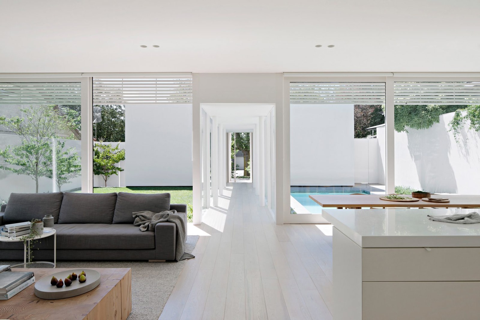 All White House by Studio Four Architecture in Melbourne Australia Homes Houses Sleek Simplistic Modern Interior Exterior Swimming Pool
