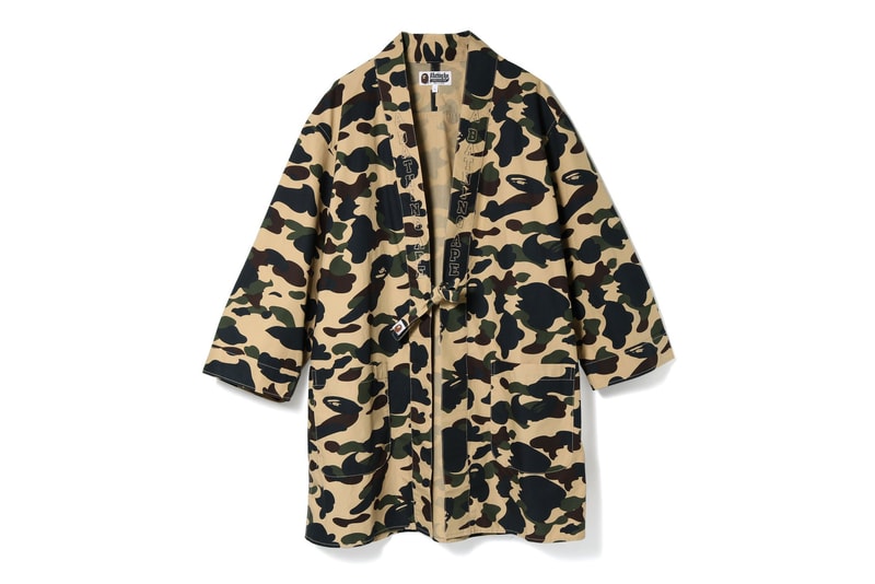 bape kimono long shirts yellow