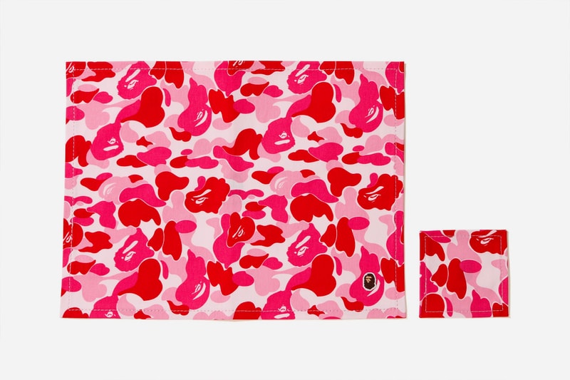 bape abc camo place mat coaster set pink