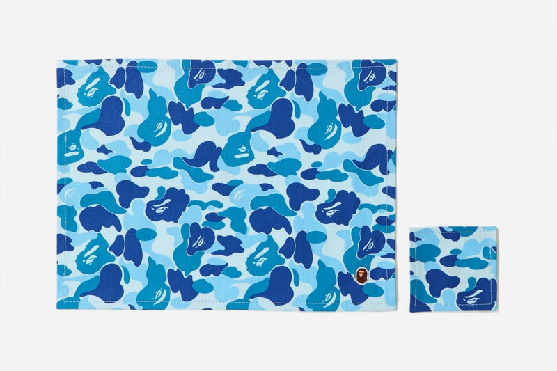 bape abc camo place mat coaster set blue