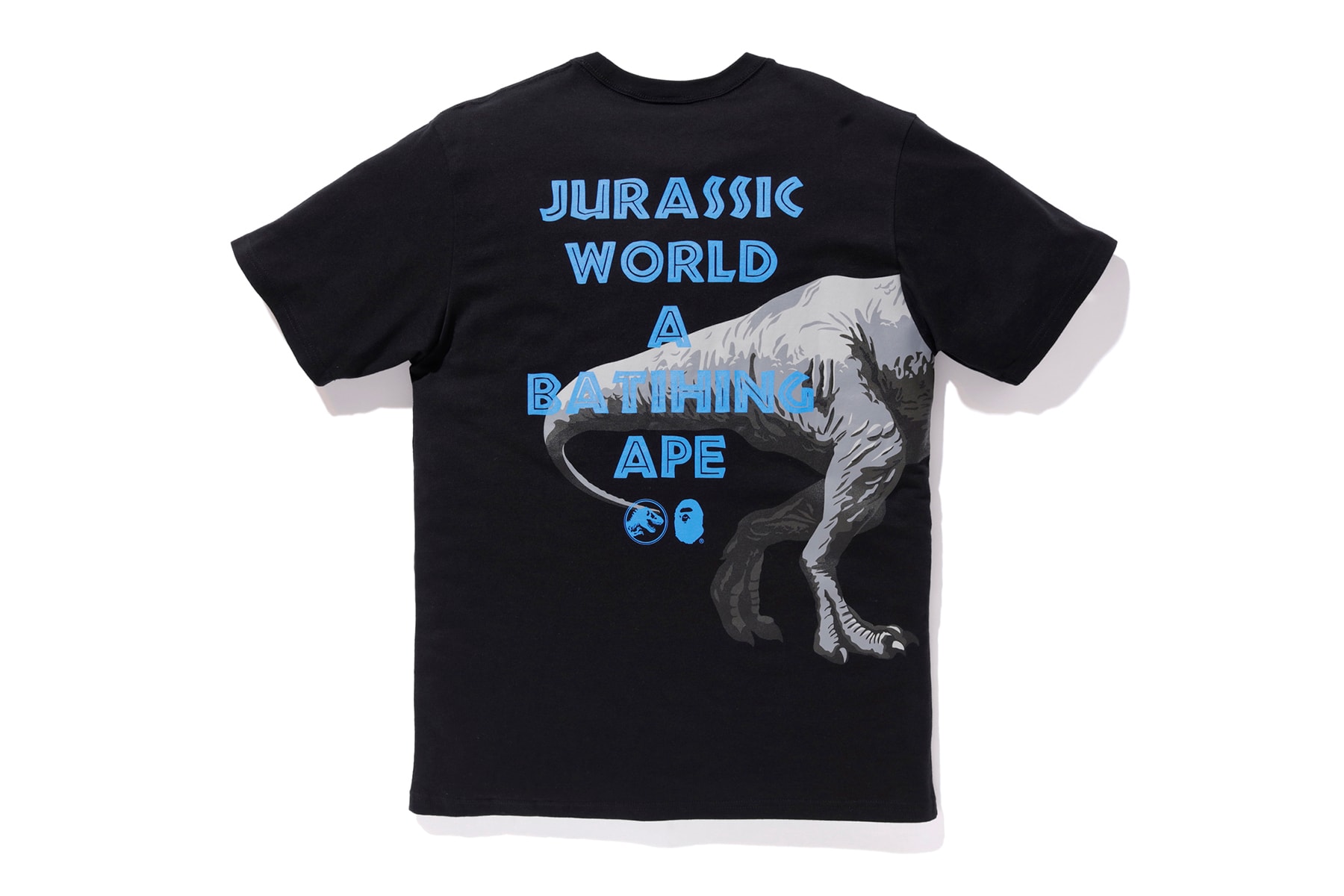 bape jurassic world fallen kingdom collaboration 2018 logo branding tee shirt short sleeve tyrannosaurus black rear back print