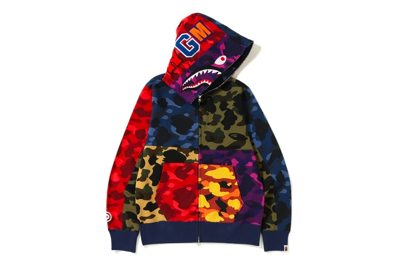 bape mix camo shark hoodie