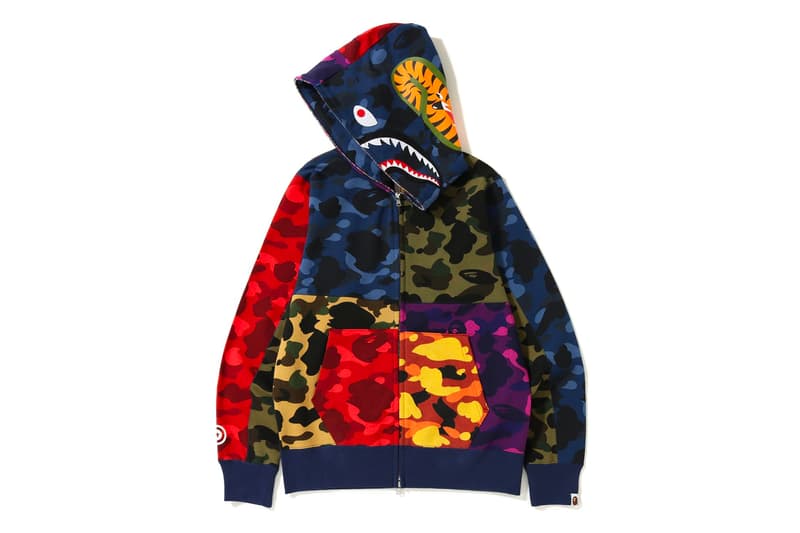 bape mix camo shark hoodie