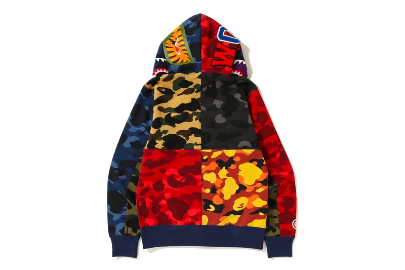bape mix camo shark hoodie