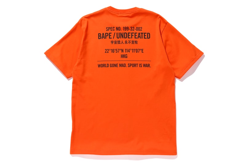 bape undefeated hong kong exclusive capsule orange t shirt