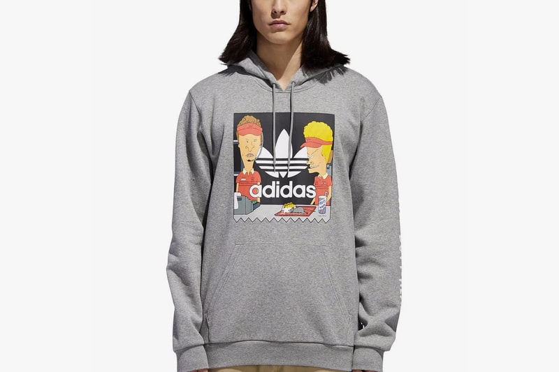 beavis and butt head adidas originals collaboration november 2018 grey hoodie print rat restaurant logo