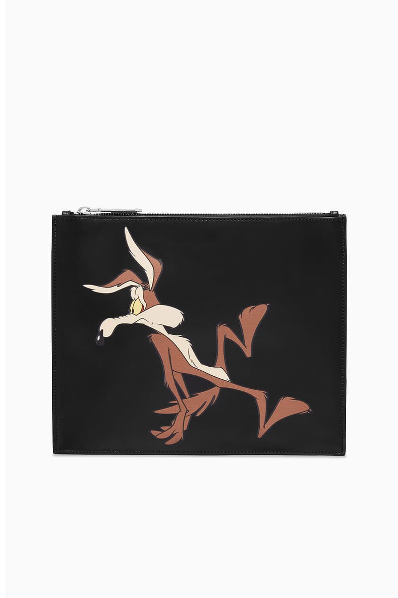 calvin klein 205w39nyc wile e coyote the roadrunner looney tunes leather bags zipper wallet card case intarsia reverse knit sweater collaboration black cream blue fall winter 2018 drop release date pre order buy sale shop sell