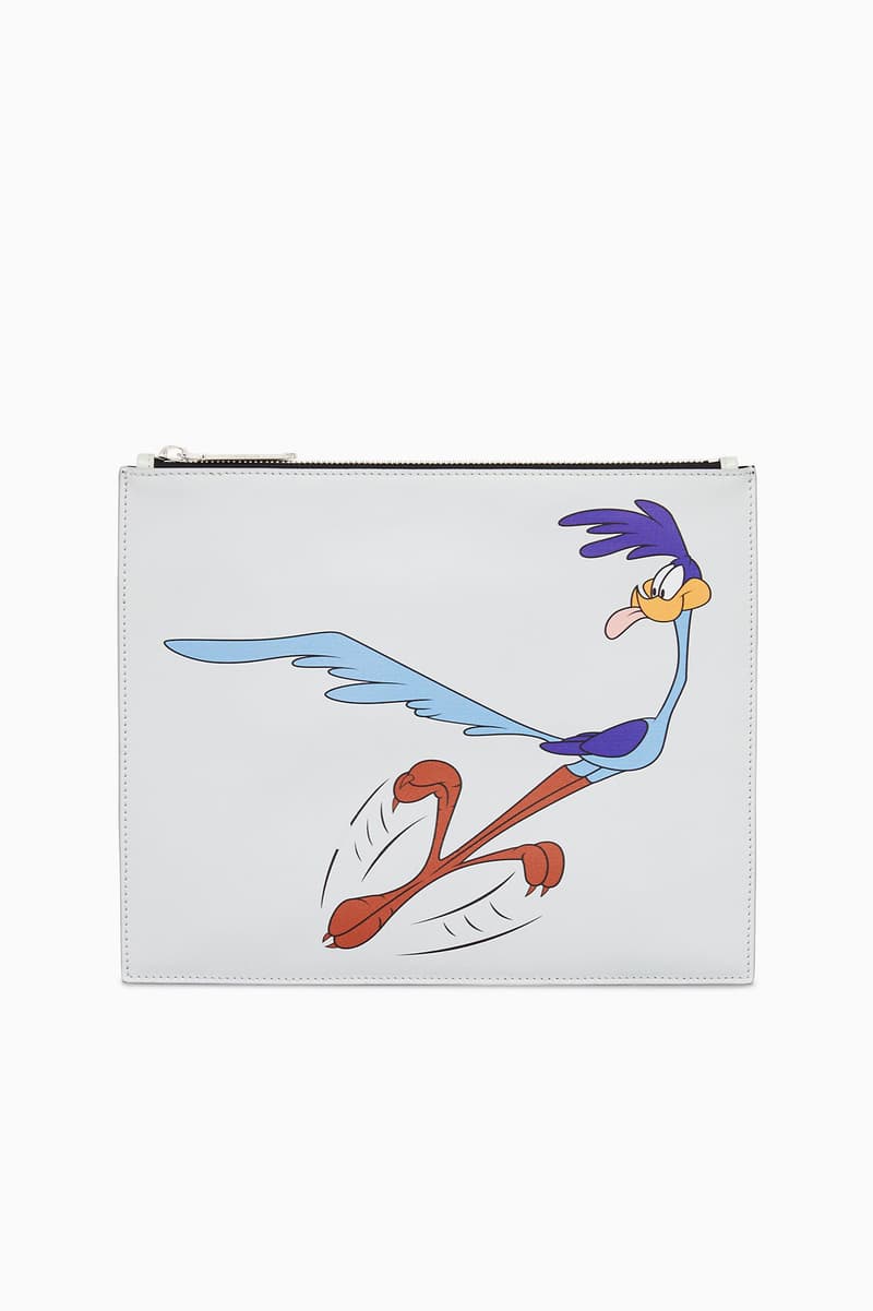 calvin klein 205w39nyc wile e coyote the roadrunner looney tunes leather bags zipper wallet card case intarsia reverse knit sweater collaboration black cream blue fall winter 2018 drop release date pre order buy sale shop sell