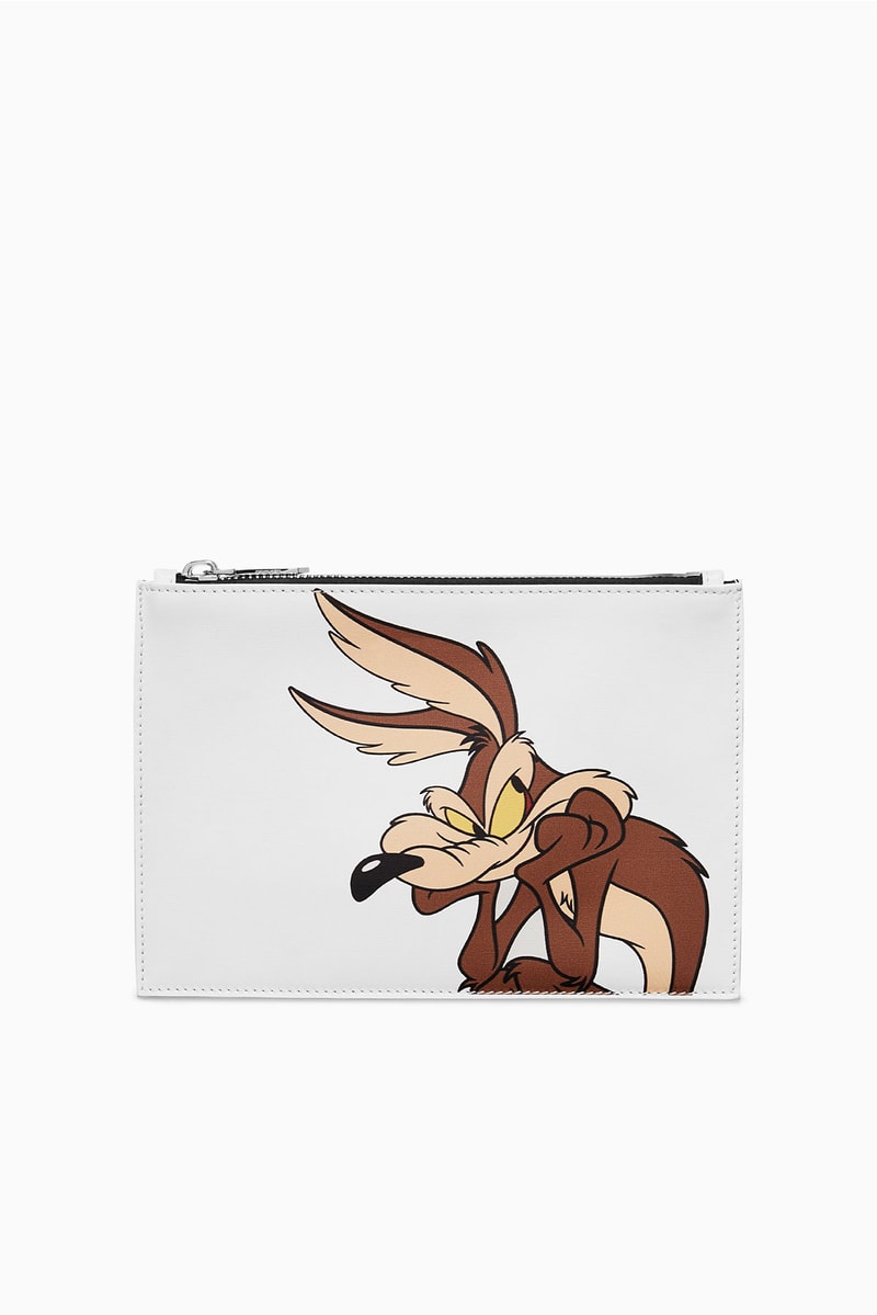 calvin klein 205w39nyc wile e coyote the roadrunner looney tunes leather bags zipper wallet card case intarsia reverse knit sweater collaboration black cream blue fall winter 2018 drop release date pre order buy sale shop sell