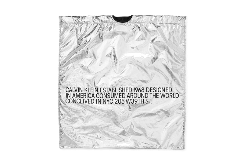 CALVIN KLEIN Oversized Metallic Drawstring Bag CALVIN KLEIN 205W39NYC raf simons release date price purchase