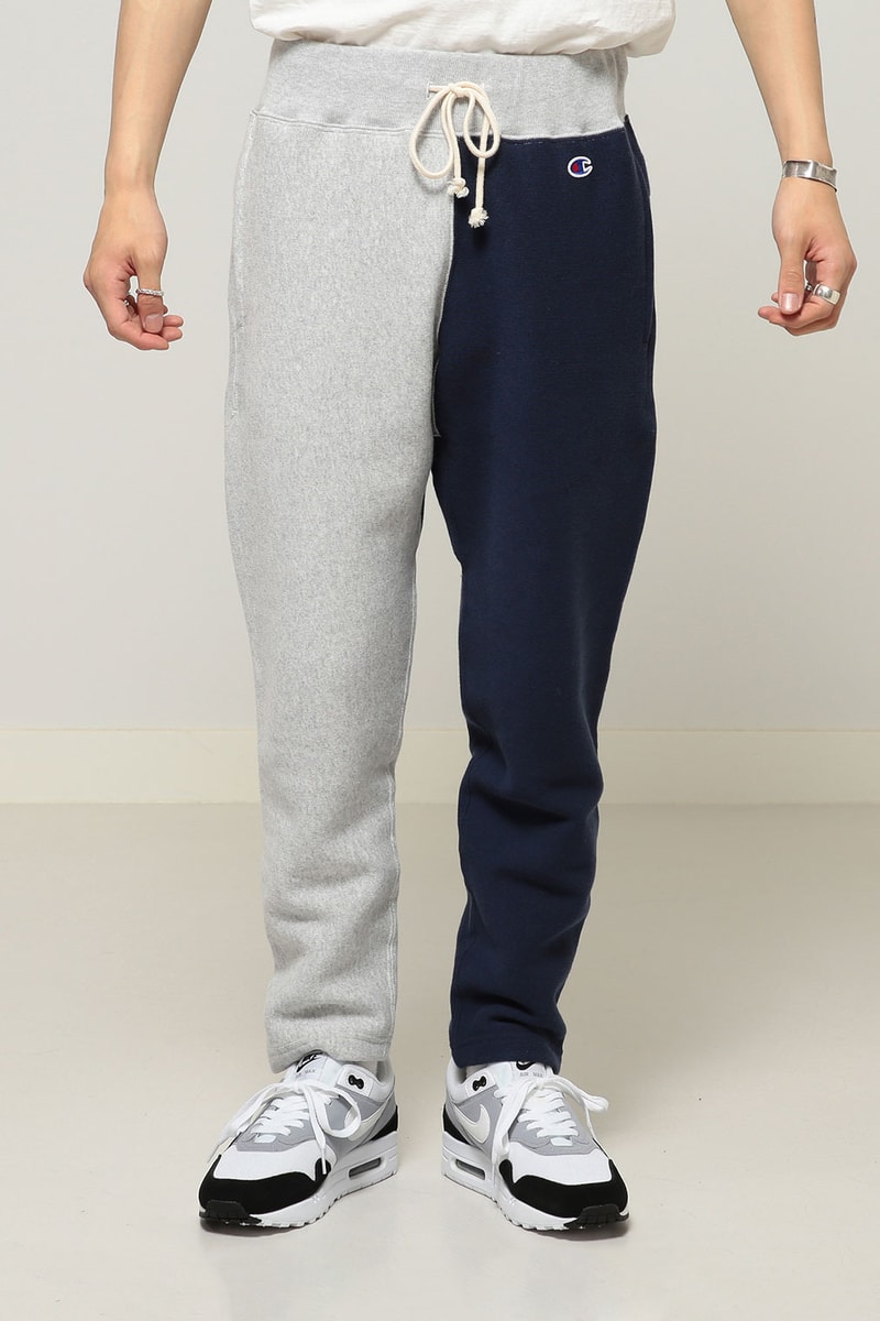 champion beams reverse weave color block sweat suit black grey collaboration shirt pants october 2018 drop release date info japan