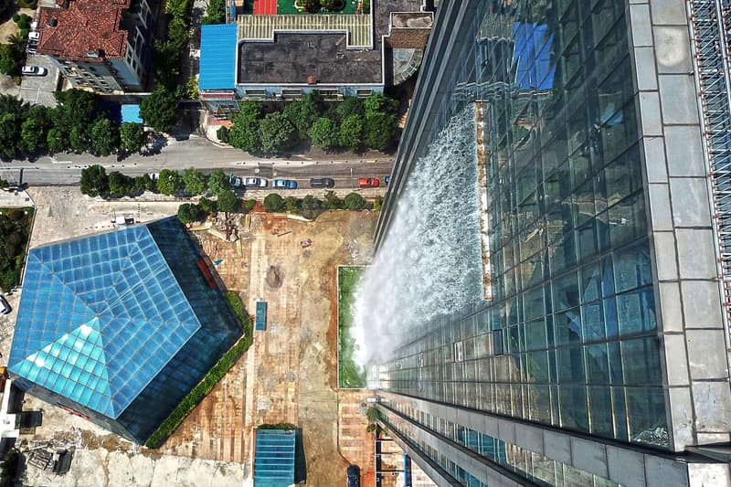 chinese skyscraper waterfall architecture design buildings towers