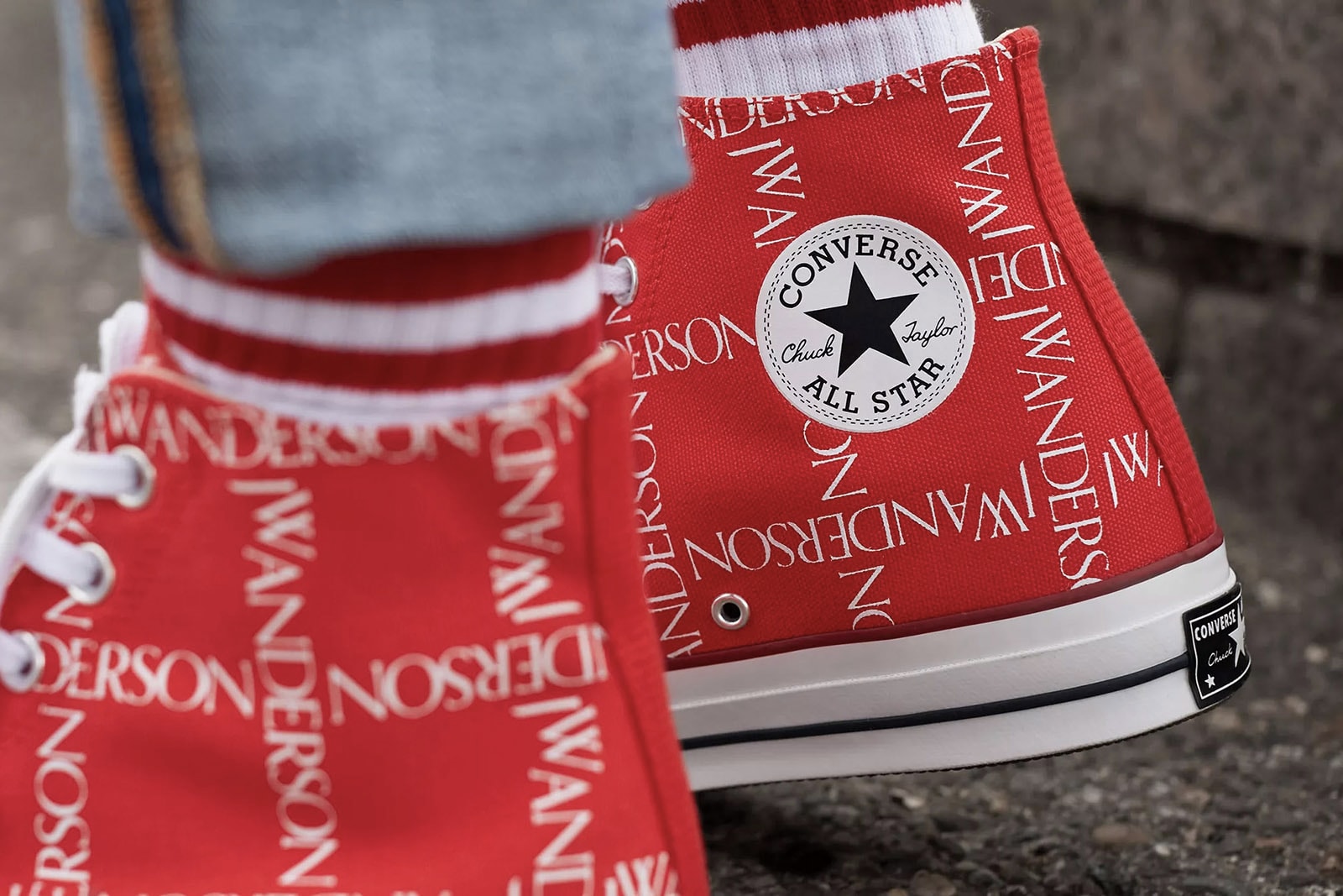 Converse x J.W. Anderson Chuck Taylor 70s Scarlet/White Closer Look Release Details Buy Cop Purchase Available Soon Sneakers Kicks Trainers Shoes Footwear
