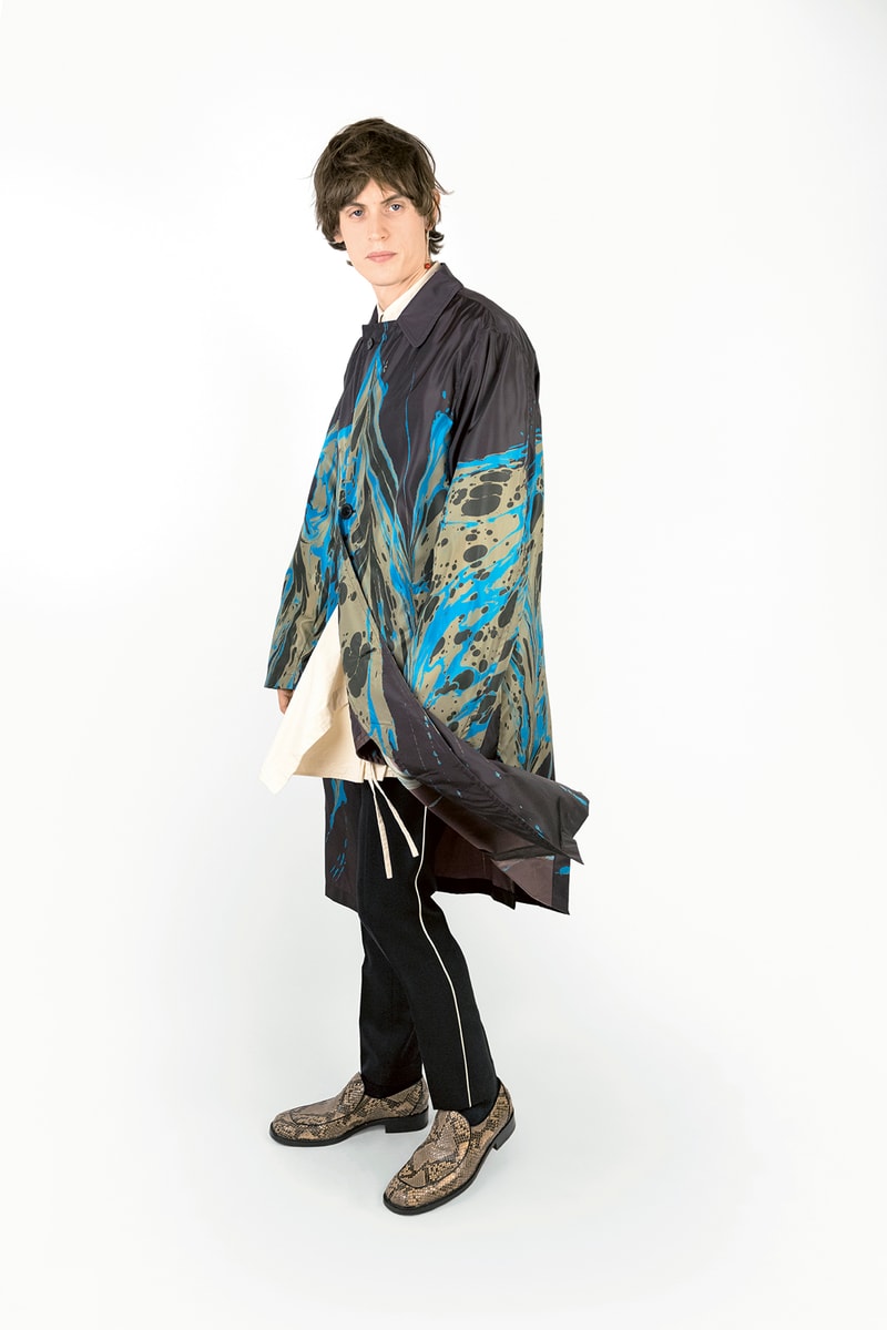 dries van noten ebru marble print raincoats limited release august 2018 drop buy purchase sale