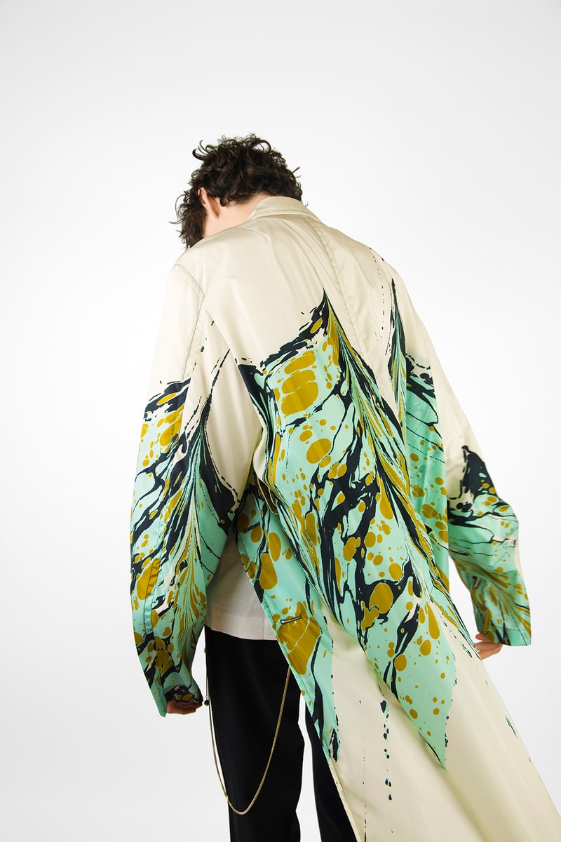 dries van noten ebru marble print raincoats limited release august 2018 drop buy purchase sale