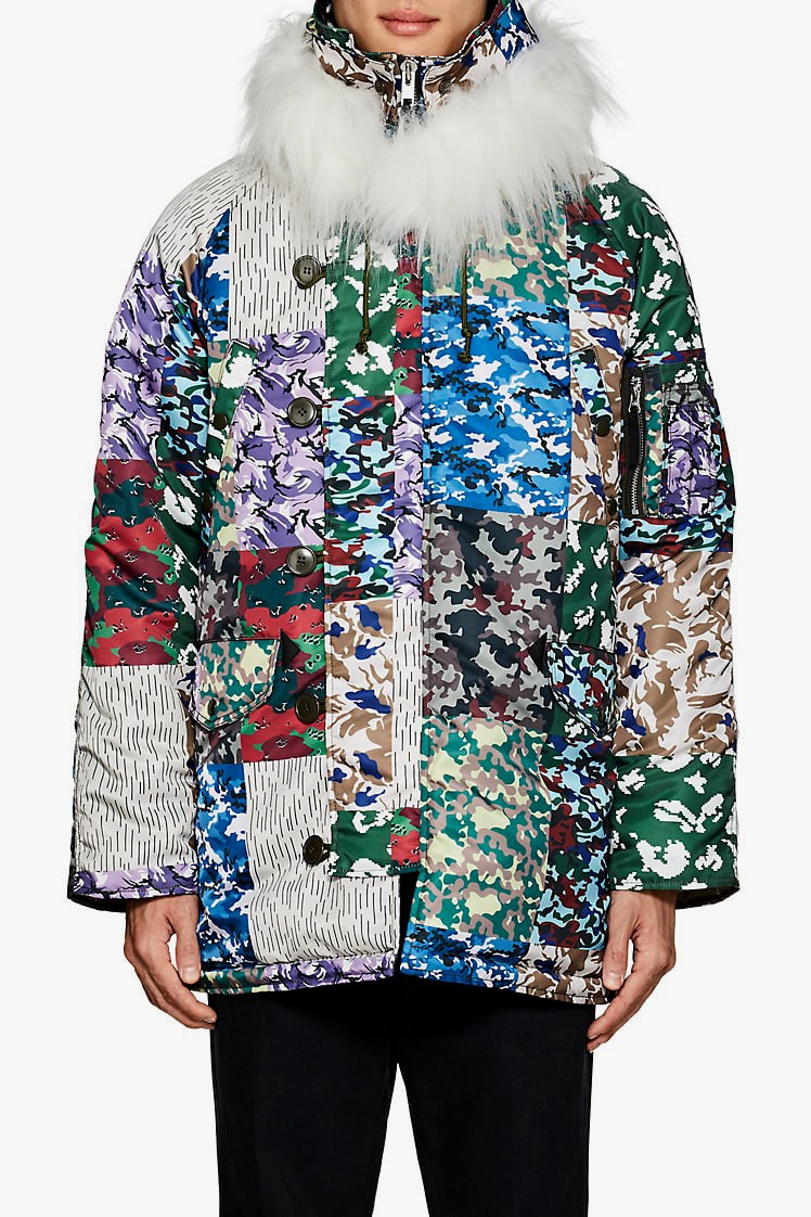Gosha Rubchinskiy fall winter 2018 Patchwork Camouflage faux fake Fur n 3b Parka drop buy pre order tech fabric barneys nyc drop release date buy purchase sale 505814098