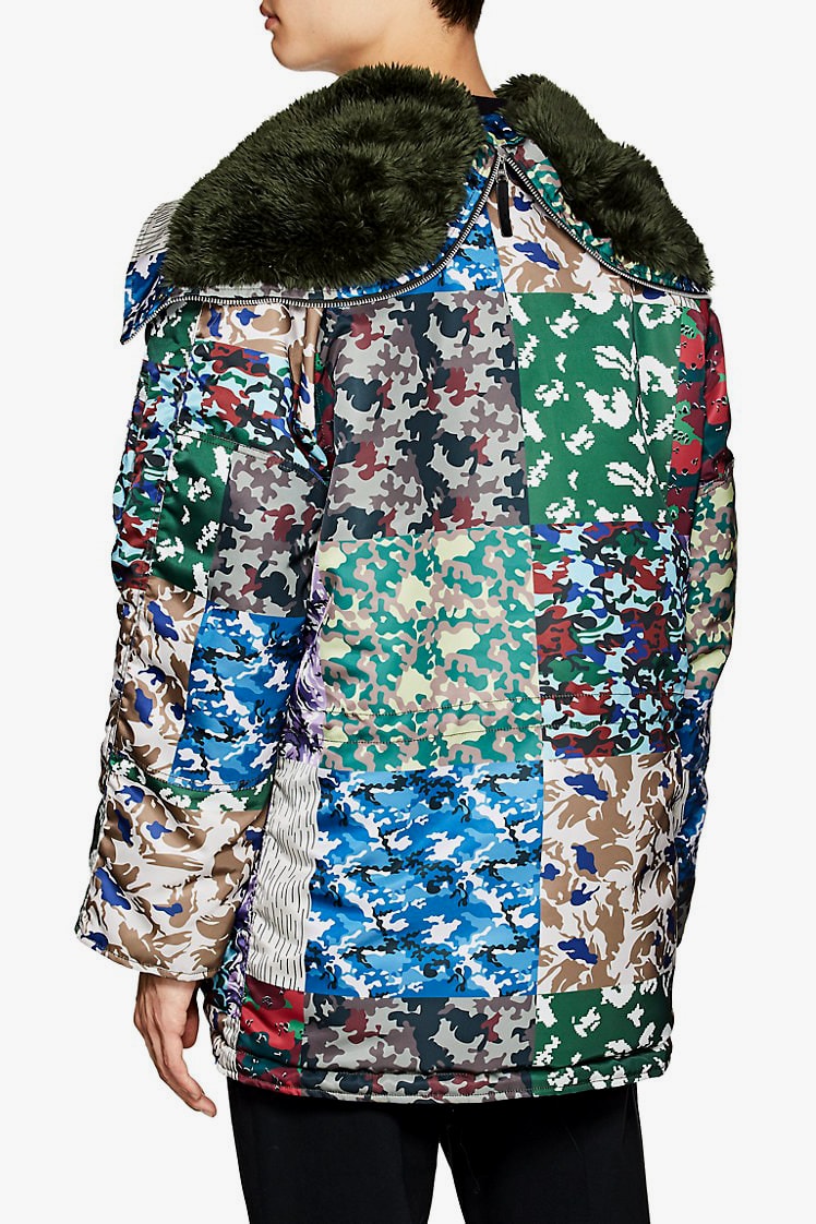 Gosha Rubchinskiy fall winter 2018 Patchwork Camouflage faux fake Fur n 3b Parka drop buy pre order tech fabric barneys nyc drop release date buy purchase sale 505814098