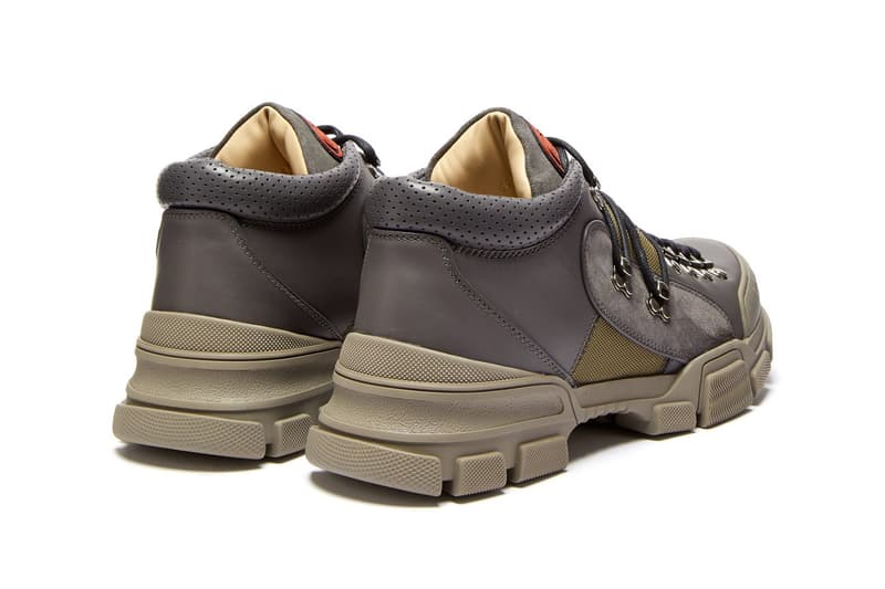 Gucci Flashtrek Hiking Boot Outdoor Sneaker Footwear Trail Chunky Grey Green Matchesfashion.com Release Details Information First Closer Look Shoes Trainers Walking