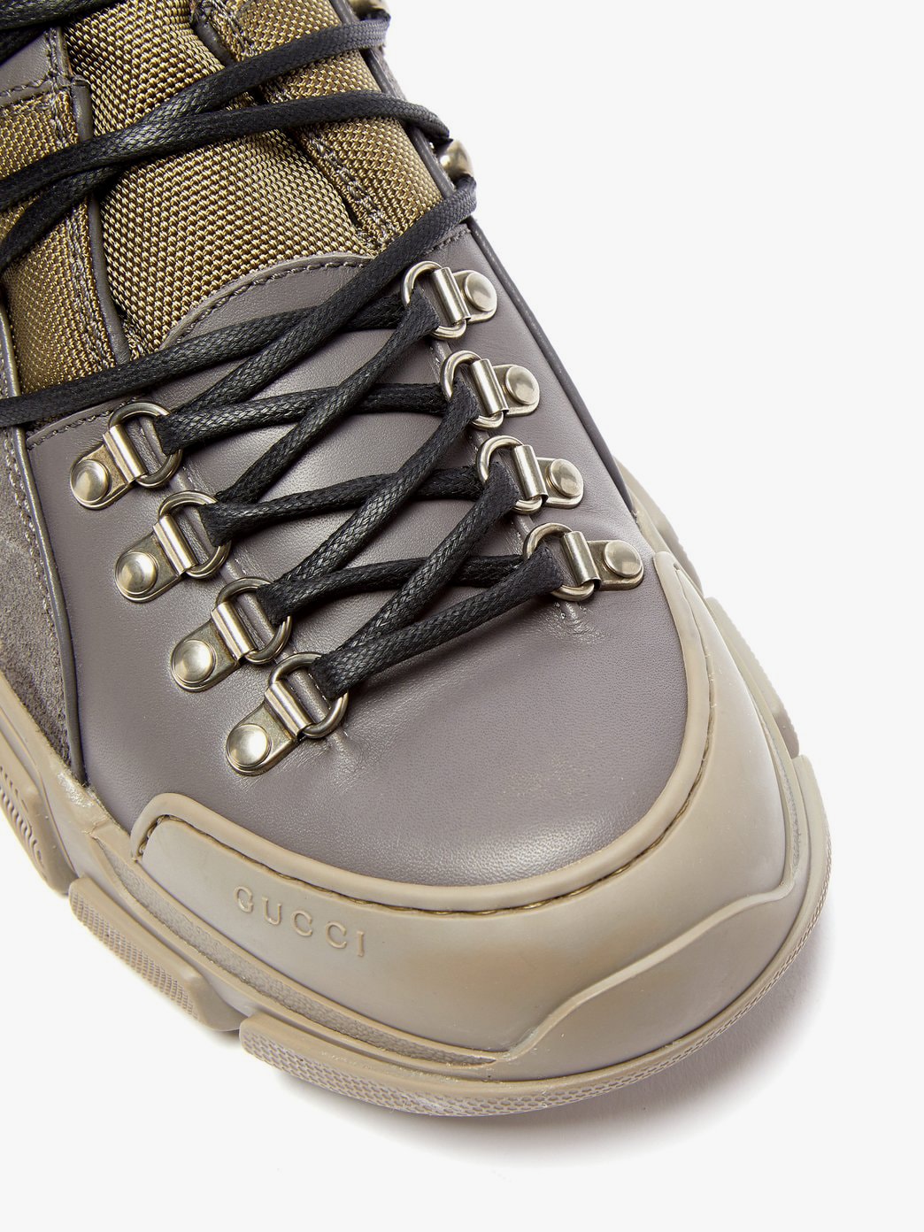 Gucci Flashtrek Hiking Boot Outdoor Sneaker Footwear Trail Chunky Grey Green Matchesfashion.com Release Details Information First Closer Look Shoes Trainers Walking