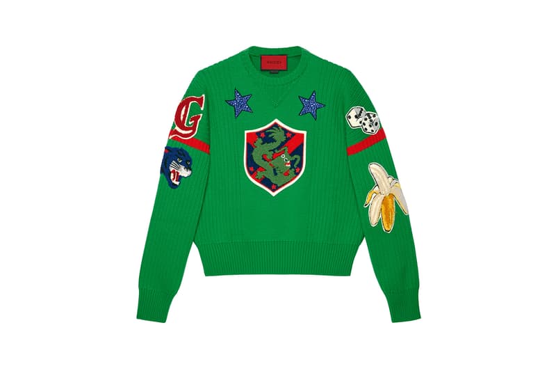 Gucci Pre-Fall 2018 Dover Street Market exclusives drop release collection july 14 2018 reopening buy purchase shop info decor sweater track jacket jersey shop store patches embroidery