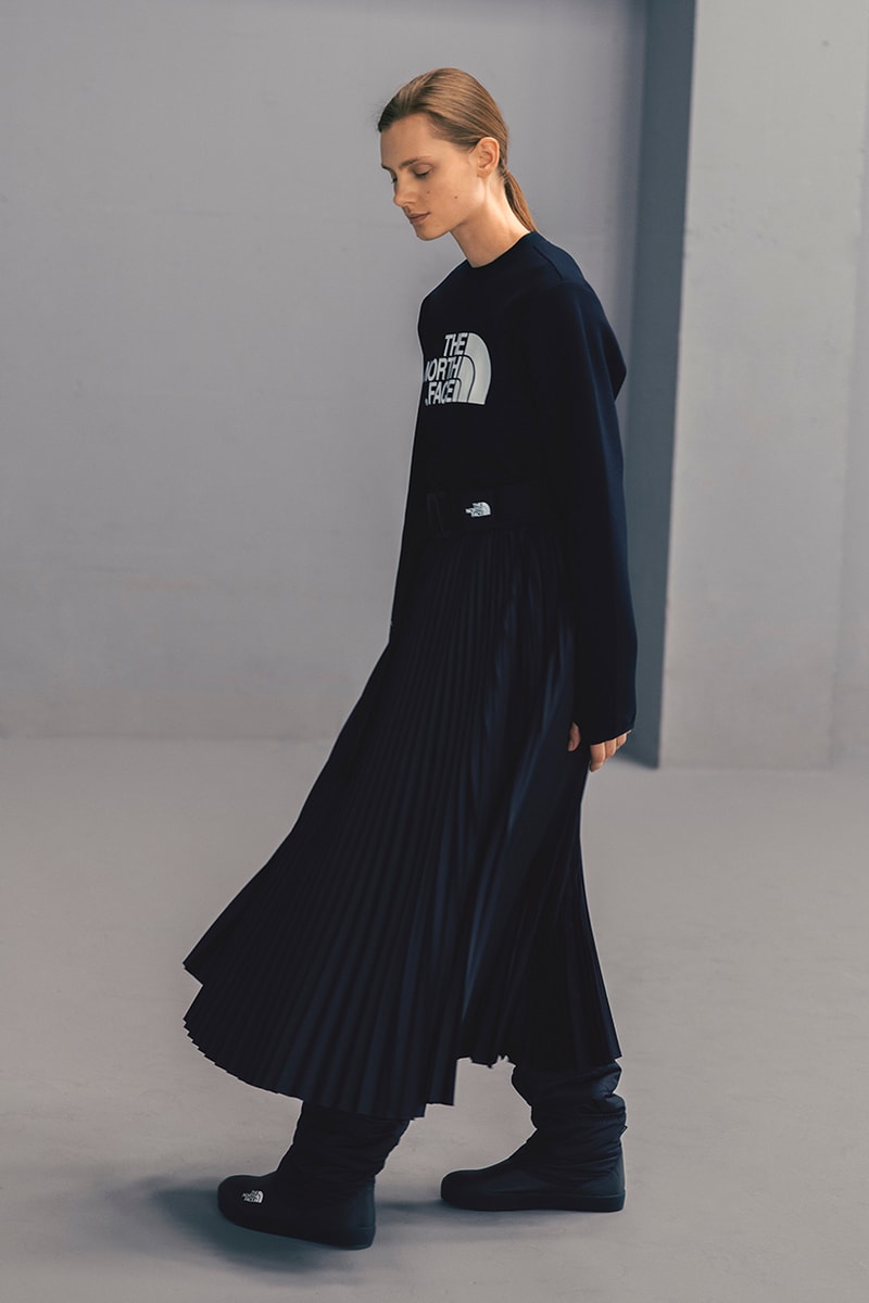 HYKE The North Face Fall/Winter 2018 Lookbook Purple Black Label collaboration collection august 12 2018 drop release launch closer first look japan exclusive women green black boot belt coat jacket bolero