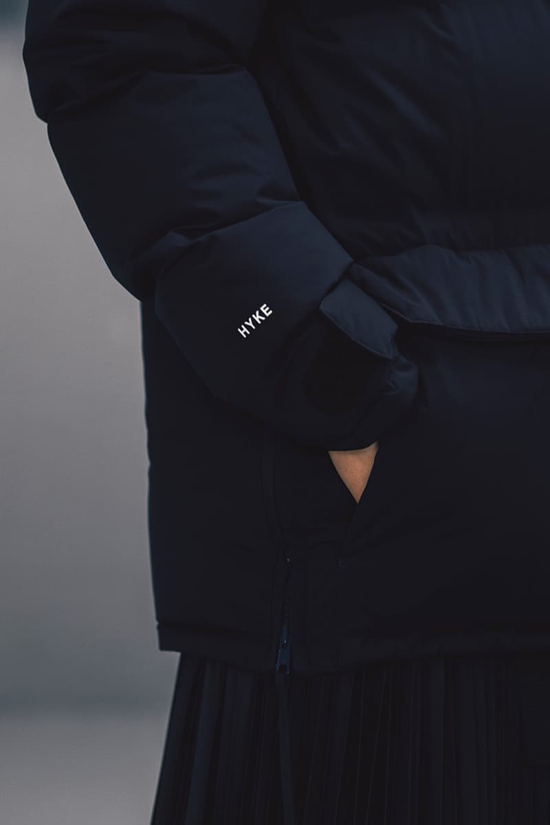 HYKE The North Face Fall/Winter 2018 Lookbook Purple Black Label collaboration collection august 12 2018 drop release launch closer first look japan exclusive women green black boot belt coat jacket bolero