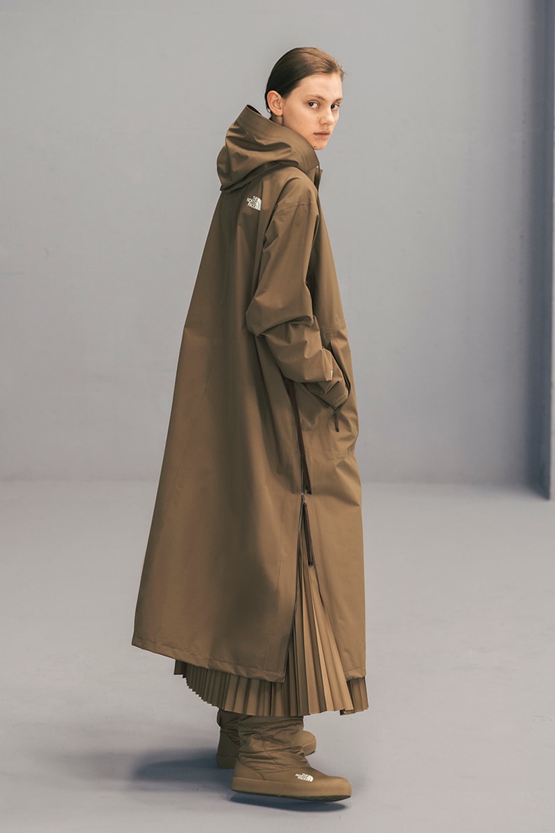 HYKE The North Face Fall/Winter 2018 Lookbook Purple Black Label collaboration collection august 12 2018 drop release launch closer first look japan exclusive women green black boot belt coat jacket bolero