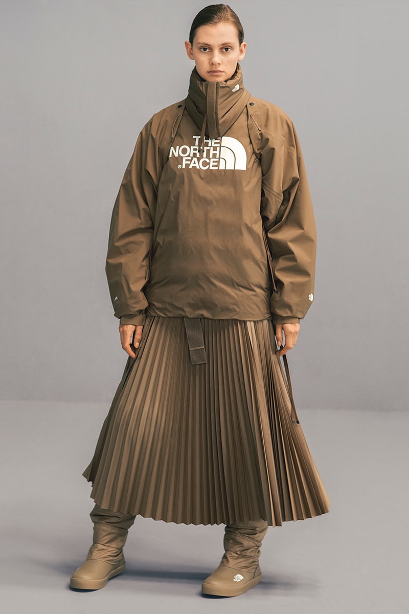 HYKE The North Face Fall/Winter 2018 Lookbook Purple Black Label collaboration collection august 12 2018 drop release launch closer first look japan exclusive women green black boot belt coat jacket bolero