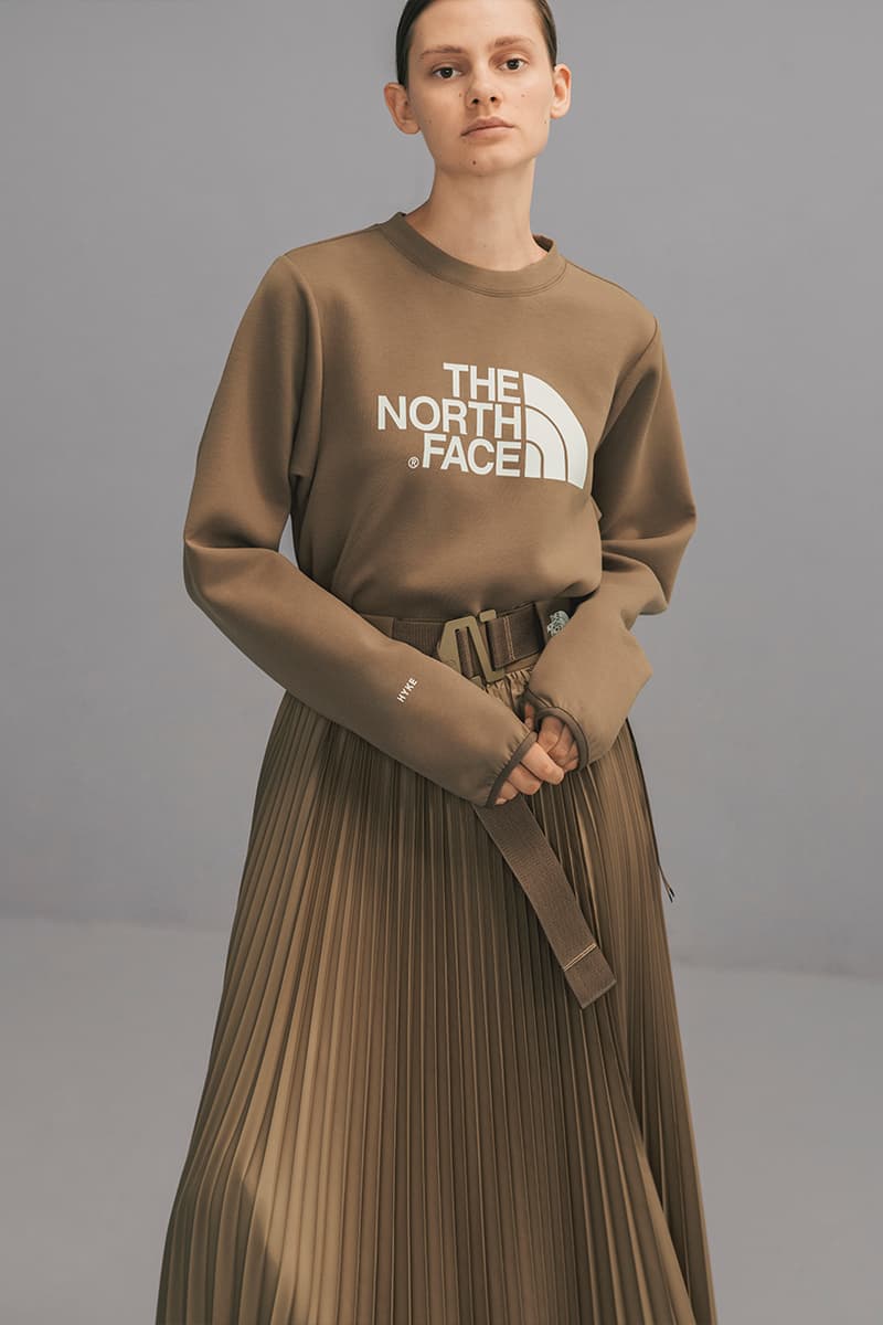 HYKE The North Face Fall/Winter 2018 Lookbook Purple Black Label collaboration collection august 12 2018 drop release launch closer first look japan exclusive women green black boot belt coat jacket bolero