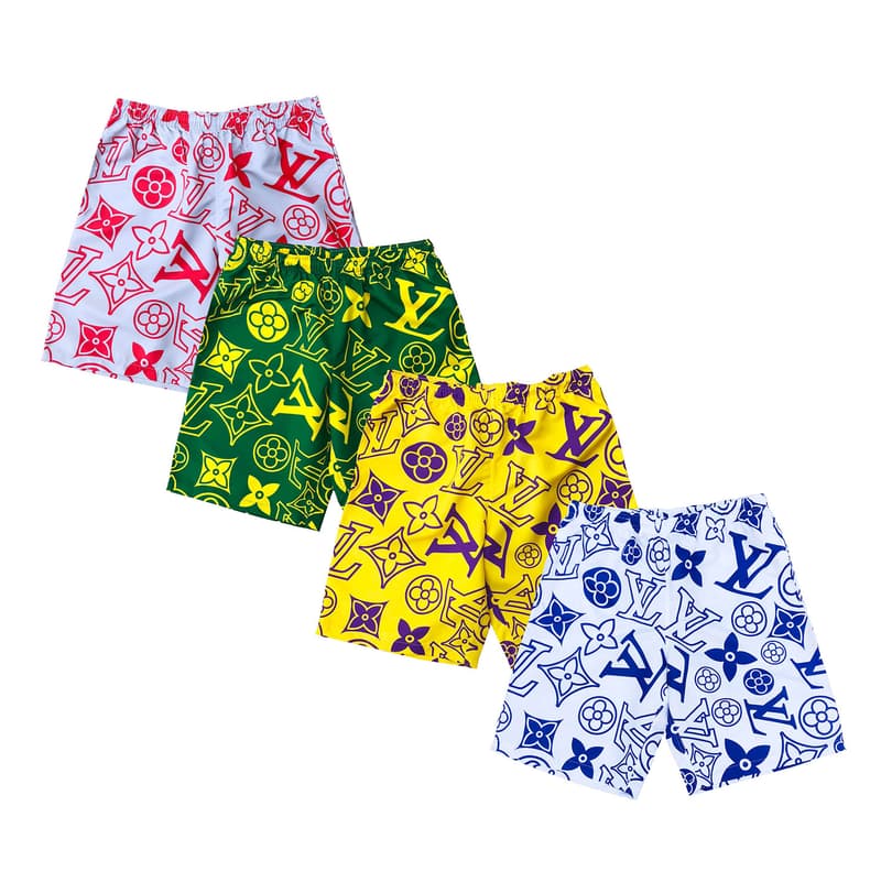 imran potato louis vuitton shorts drop parody collection yellow green white blue