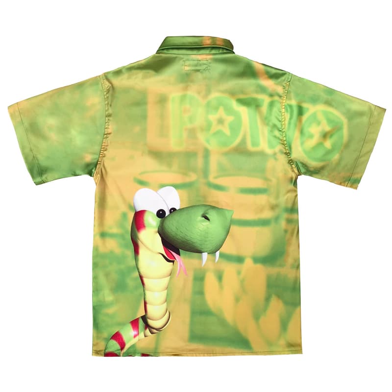 imran potato donkey kong country parody shirt green gold snake rattly rattlesnake back