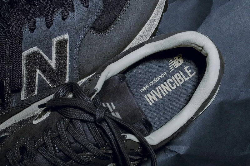 INVINCIBLE New Balance 574 Collaboration dark blue suede nylon release info July 21 drop date sneaker footwear