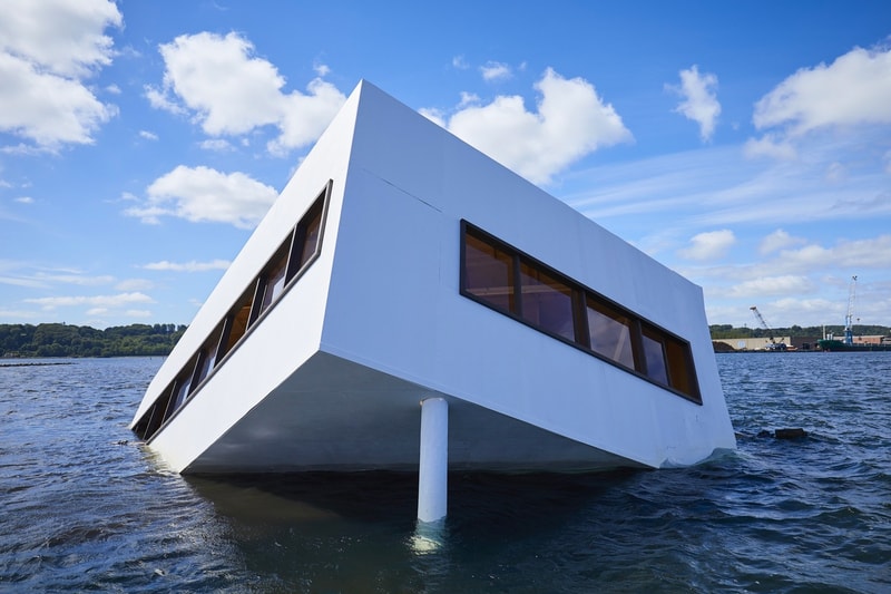 Le Corbusier's Villa Savoye Replica Sunk Floating Art Festival 2018 Danish fjord Flooding Modernity artist Asmund Havsteen-Mikkelsen Veijle Art Museum