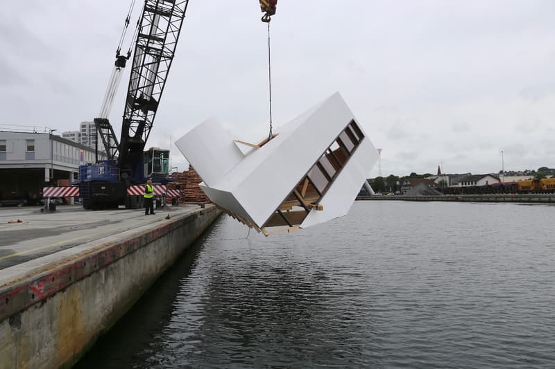 Le Corbusier's Villa Savoye Replica Sunk Floating Art Festival 2018 Danish fjord Flooding Modernity artist Asmund Havsteen-Mikkelsen Veijle Art Museum