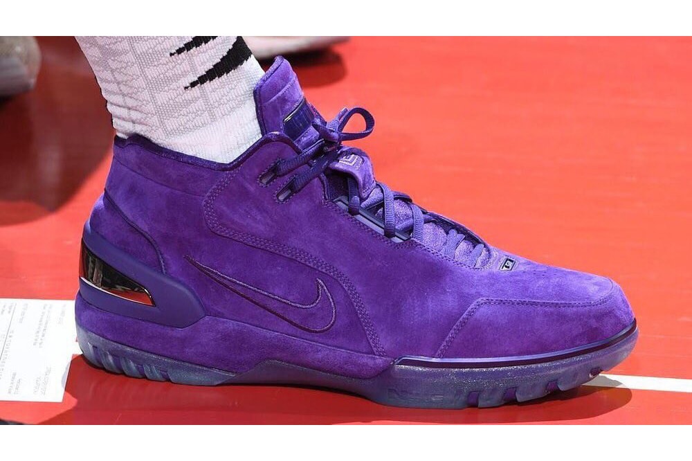 LeBron James Nike Air Zoom Generation Purple Suede PE Los Angeles Lakers shorts sneakers footwear JustDon Mitchell & Ness